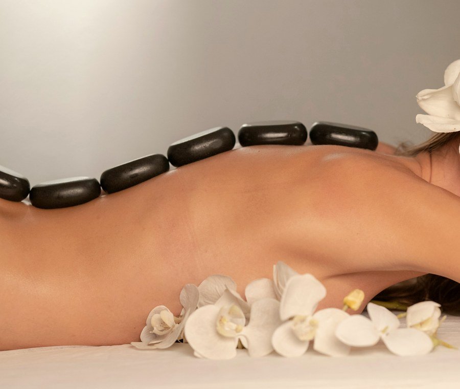 Spa oils and candle arrangement